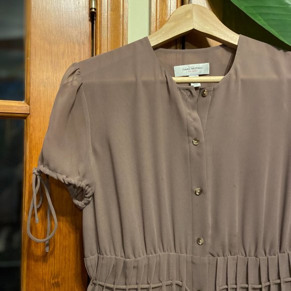 Isaac Mizrahi flowy brown short sleeve dress, size S - Picture 3 of 10